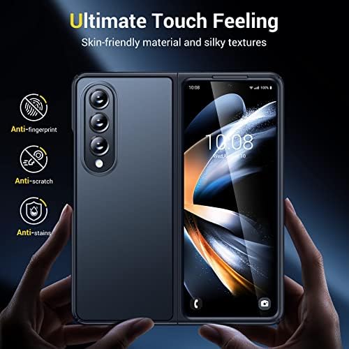 Humixx prozirna mat za Samsung Galaxy Z Fold 4 CASE, [MIL-klasa zaštita] [protiv prstiju] Silky Touch Hard PC nazad sa neklizajućim mekom TPU Edge, zračni jastuk za zveckanje 4, crna