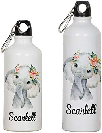 Printtoo Carabiner Clip Travel Bottle Baby Elephant Girl Print Aluminijska boca za vodu Djeca 750ml / 25.3oz
