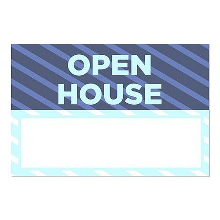 CGsignLab | Otvorena kuća -stripe plavi prozor Cling | 36 x24