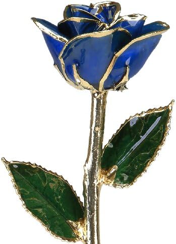 AllmyGold safir plavi 24K zlatni kratka dugačka stabljika originalna ruža u poklon kutiji