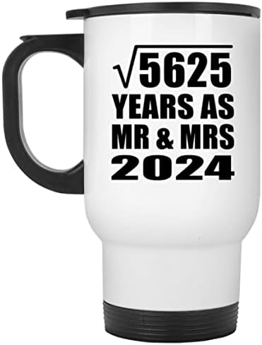 Dizajnirati četvrti godišnjički kvadratni korijen od 5625 godina kao g. I MRS 2024, bijela putnička krigla