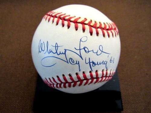Whitey Ford 1961 CY Young & WS MVP Yankees Hof potpisan auto vtg oal bejzbol JSA - autogramirani bejzbolls