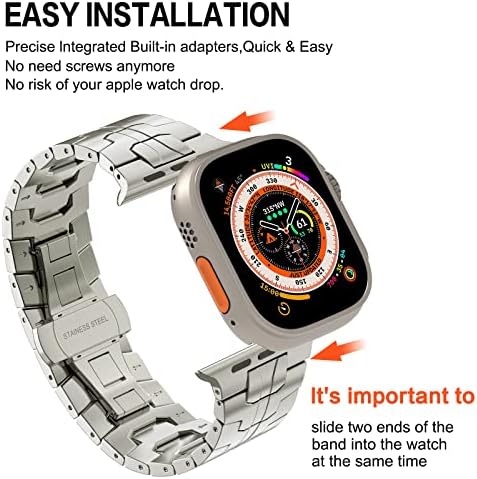 Titanium Metal Band kompatibilan sa Apple Watch Band Ultra 49mm 45mm 44mm 42mm, sa titanim remenom za leptir