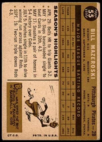 1960. topps 55 Bill Mazeroski Pittsburgh Pirates Dobri gusari
