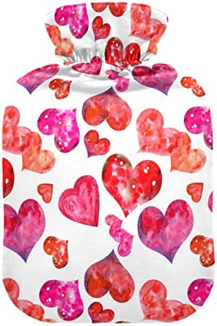 Oarencol Pink Red Heart flaša za toplu vodu Valentines vreća za toplu vodu sa poklopcem za toplu i hladnu