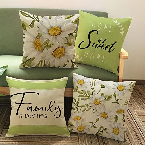 Proljeće FIBIBRANCE SPORT Ljetni jastuk 18x18 inčni set od 4 kuće Sweet Home Daisy Porodica je sve ljetne