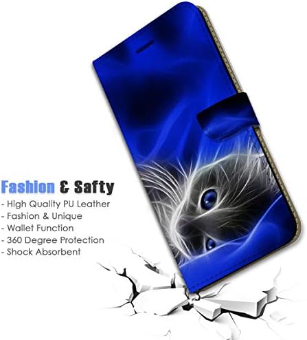 za iPhone 14 Plus, dizajniran poklopac futrole za telefon sa preklopnim novčanikom, A8205 Blue Kitten Cat
