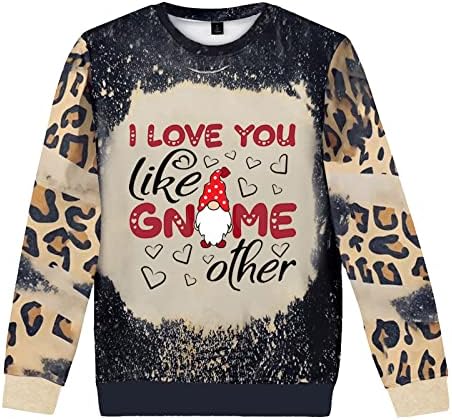 Shusuen Valentinovo tiskani duks za žene mekane i udobne osnovne pulover Crewneck Leopard Hoodies za spajanje