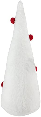 Sjevernolight plišani božićni konus sa crvenim pompom ukrasima, 12 , bijeli