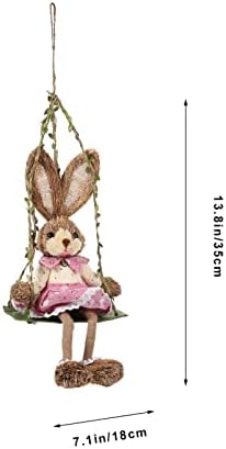 Didiseaon Easter Swing Swing Bunny Handny Hand-tkana slamna zečja figurica za kućni vrt Uskršnji praznični