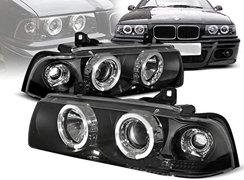 Farovi VR-1151 svjetla auto lampe farovi za vozača i suvozača Set farovi Angel Eyes Crna kompatibilan sa