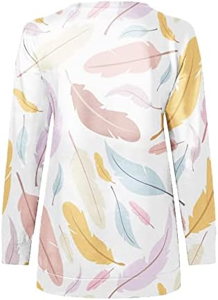 NOKMOPO majice s dugim rukavima za žene modni proljetni labavi casual V izrez patentni zatvarač Ispis majica
