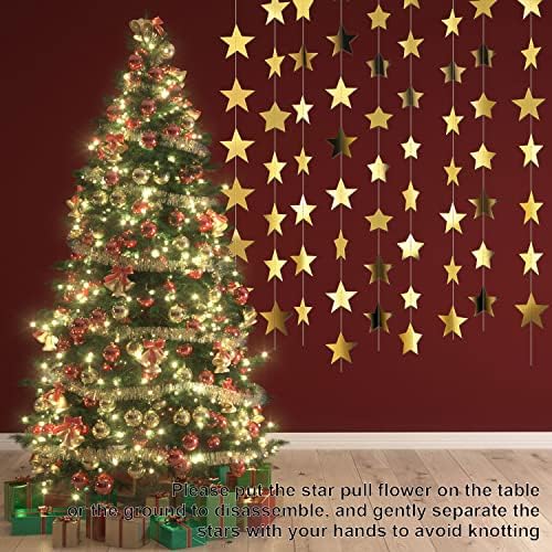 Glitter Star Garland Banner dekoracija, 130 stopa svijetlo zlatna zvijezda viseća Bunting Banner pozadina za Zaručničko vjenčanje Baby Shower rođendanski dekor za Božićnu zabavu