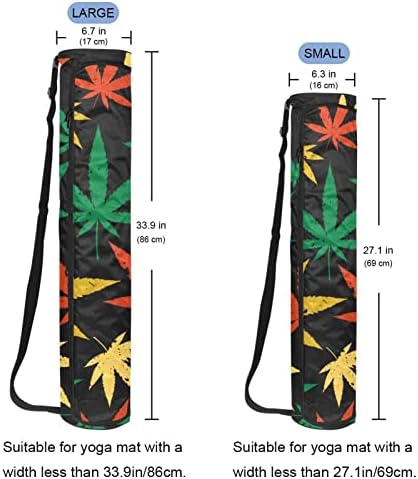 RATGDN Yoga Mat torba, Retro Cannabis Leaves Exercise Yoga Mat Carrier full-Zip Yoga Mat torba za nošenje