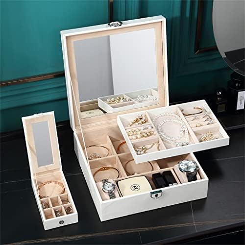 ZLXDP kutija za nakit u evropskom stilu PU sa odvojivom kozmetičkom futrolom sa malom kutijom za nakit kutija