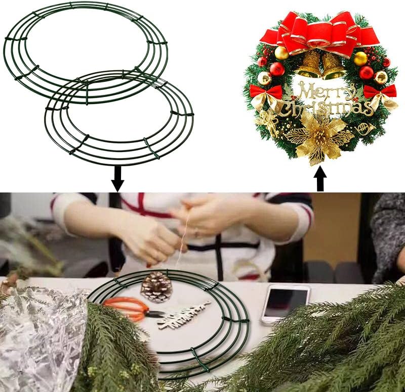 Thealyn 12 pakovanje 20 '' metalni vijenac Okvir zelene žice vijenac za božićne novogodišnje zabave Domaći
