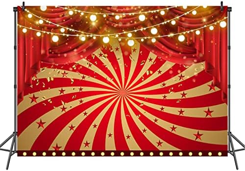 Crvena Karneval pozadina Cirkus tema fotografija pozadina 7x5ft zlato Glitter Crvena zavjesa Baby tuš Rođendanska