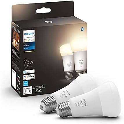 PHILIPS Hue White LED Smart Candle, Bluetooth & Zigbee Compatible – certificirani uređaj za ljude, 2 sijalice & 2-Pack Bijela pametna sijalica A19 srednjeg lumena, 1100 lumena, Bijela, 2 sijalice