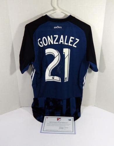 2019 La Galaxy Giancarlo Gonzalez # 21 Igra Polovna potpisana Crna vrpca M 69 - Nogometni dresovi