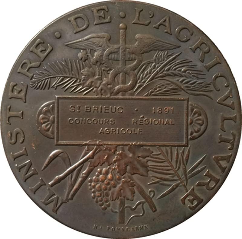 2 različita datuma francuski novčići čisti bakreni antikni srebrni dolar kovanica