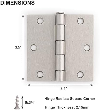 Knobonly 42 pakovanje kvadratnih vrata sa satenim niklom 3,5 x 3,5 inča sa nepromjenjivim PIN-om