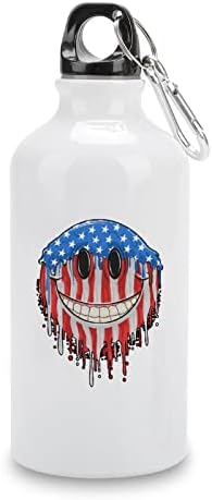 Amerika USA zastava nasmejano lice sportskog boca za vodu od aluminijske mane, putna krigla sa poklopcem