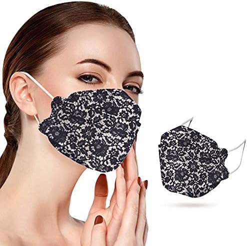 JMETRIE 50pc maska za jednokratnu upotrebu za odrasle lijepe čipkaste maske za štampanje lica pokrivač za prozračnu udobnu masku za muškarce i žene