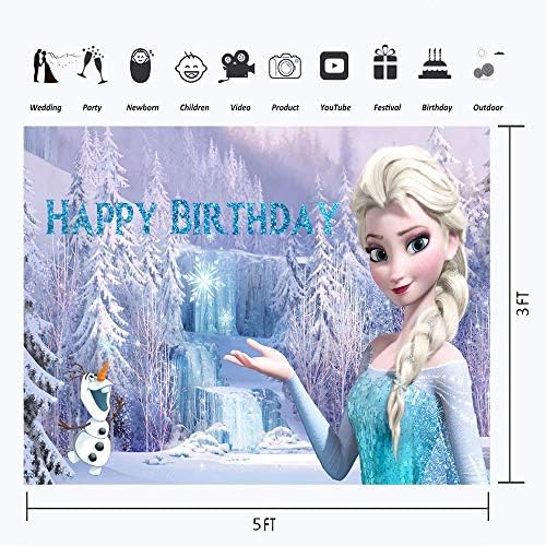 YouRan Sretan rođendan pozadina za djevojčice Toddler 5x3 zima Onederland princeza Elsa pozadina za djecu godinu dana snijeg Olaf 1. rođendan Pozadine za zabavu