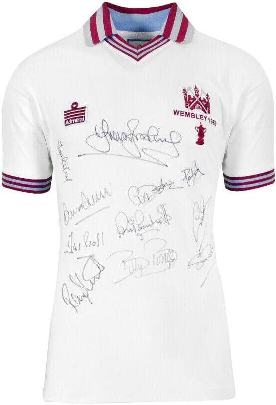 West Ham Multi potpisan košulja - 1980. FA CUP završni dres Autograph dres - autogramirani nogometni dresovi