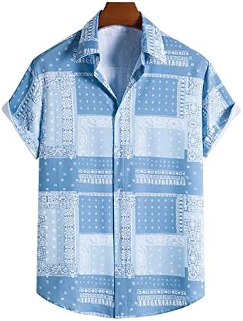 Muška havajska majica Ljetna majica kratkih rukava Geometrijska majica za tiskane majice Ležerne tipke Down