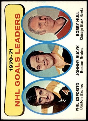 1971 TOPPS 1 Vođe gola Phil Esposito / Johnny Bucyk / Bobby Hull Chicago Bruins / Blackhawks VG / Ex Bruins