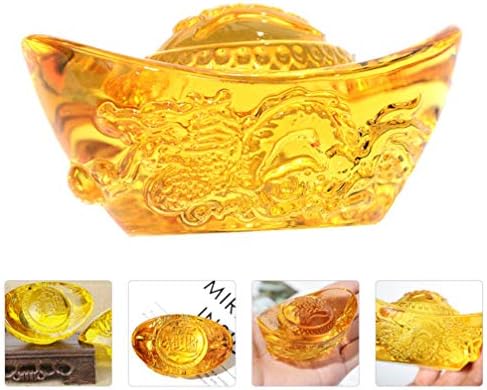 Kisangel Crystal Gold Ingot Yuan Bao Kineski fengshui bogatstvo Ingoti bogatstvo rekurica ukras 10cm