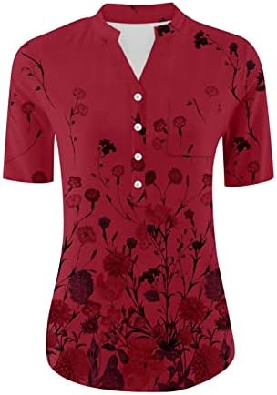 Cvjetni bluze za žene Dressy casual kratki rukav ljetni vrhovi modnog modnog majica