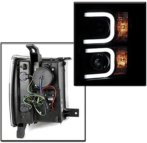ZMAUTOPARTS za 2014-2015 Chevy Silverado 1500 LED DRL Crni projektor farovi farovi sa 6 bijelim LED DRL