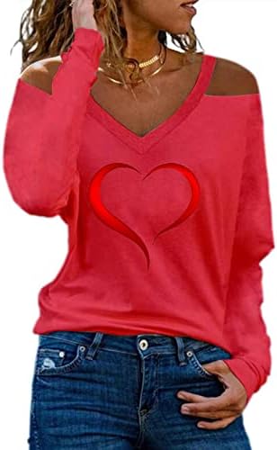 Bluza TEE za djevojke Ljetna jesena odjeća modni dugi rukav hladni rame Pamuk V izrez grafički labav majica
