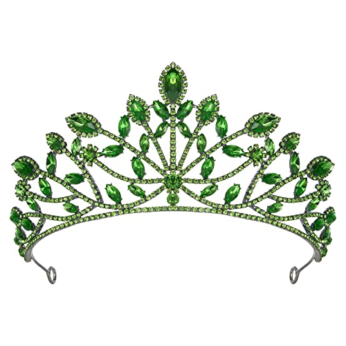 SWEETV zelena kruna od tijare za žene, Vintage vjenčana tijara za nevjestu, Crystal Queen Crown, Princess