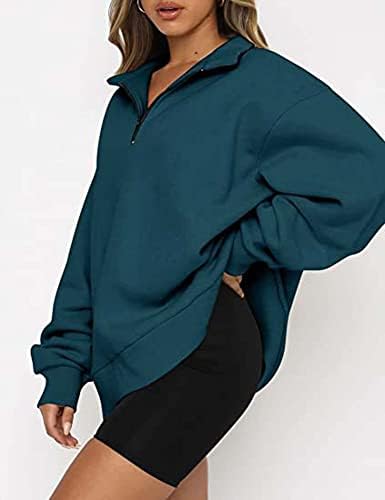 Ženska polovina zip prevelizirani pulover dugih rukava dugim rukavima, duks dukseva duks teen djevojke padaju Y2K odjeću