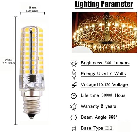 E12 LED kukuruzna sijalica, 6W , toplo Bijela 3000k, E12 LED lampa 540 lumena za kućno osvjetljenje, E12