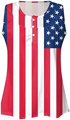 4. jula Američka zastava TUNIke za žene Tummy Sakrivanje majica Summer Casual Holiday Short rukava Gumb Up V-izrez Bluze