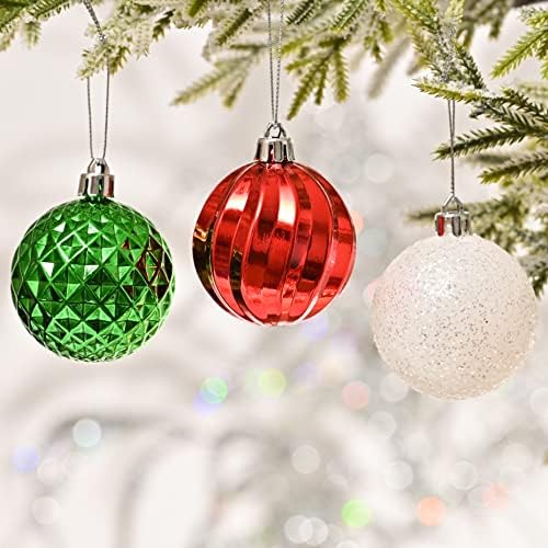Valery Madelyn Crvena zelena bijela božićna vrijednost Bundle 50ct Božićni kuglični ukrasi + 30 inčni božićni