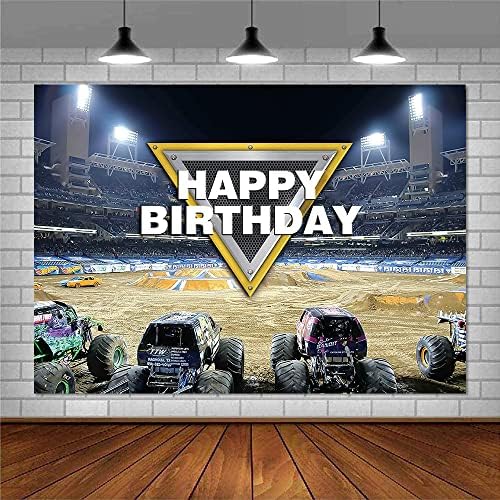 Monster Truck Grave Digger tema fotografija pozadina za Baby Boy rođendansku tortu stol dekoracije Banner Happy Birthday Photo Background 5x3ft