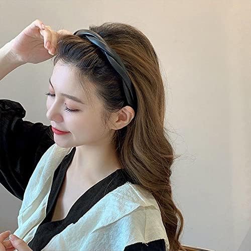 CHDHALTD korejski stil Vintage Retro sjajni PU Koža Sweet Hair Hoop za žene djevojke traka za kosu obruč