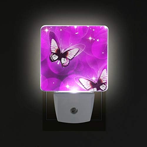 2 Pc Plug - in LED noćna svjetla sa leptir noćnim svjetlima sa senzorom od sumraka do zore bijelo svjetlo