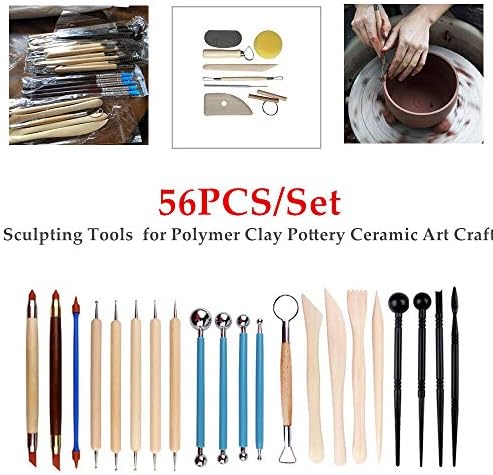 56kom Set alata od keramičke gline, DIY Set alata za keramiku od umjetničke gline, Alati od gline za modeliranje