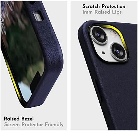 SURPHY dizajniran za umjetne kože iPhone 14 slučaj sa zaštitom ekrana , metalik dugmad & mikrovlakana postava