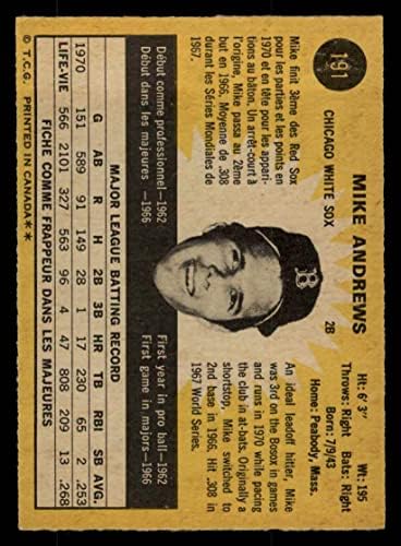 1971. O-pee-chee 191 Mike Andrews Boston Red Sox Ex / MT Red Sox