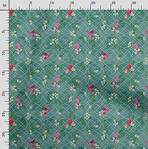 Soimoi Crni pamuk Poplin tkanina lišće & amp ;Flowerpecker Bird fabric Prints by Yard 58 inch Wide