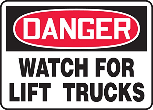 AccuForm MVHR123VP plastični sigurnosni znak, Pazi na kamioni za podizanje, 7 Dužina x 10 Širina x 0,055 Debljina, crvena / crna na bijeloj boji