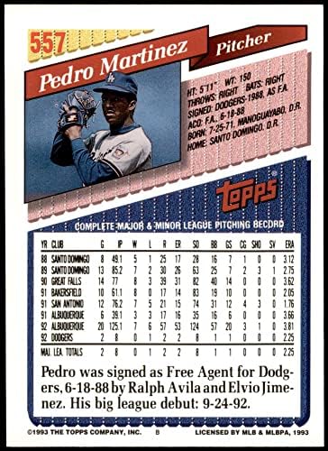 1993 TOPPS 557 Pedro Martinez Los Angeles Dodgers NM / MT Dodgers