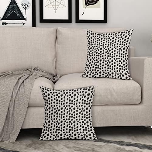 Polka tački jastuk 18x18 set od 2 crnog krema za bacanje jastuka Boho dizajn udara ukrasni vanjski jastučni